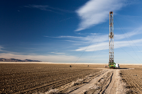 Oil drill out in a field